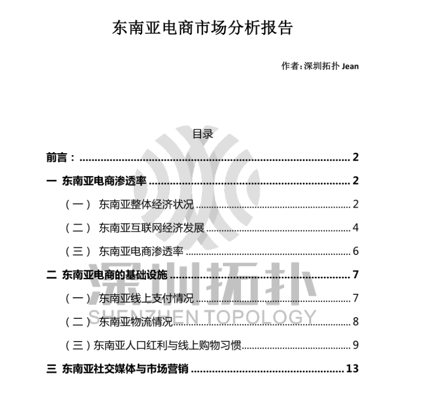 深圳拓扑：东南亚电商市场分析报告（17页）.pdf